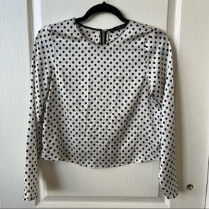 Zara cropped polka dot long sleeve top